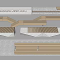 Modern Landscape Seats For Zhengzhou Metro Line 4 With Wooden And Stone Materials