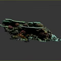 Vibrant Marine Plants On Square Coral Reef Model With Green Red Brown Hues