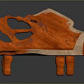 Artistic Orange Wooden Leisure Chair Featuring Unique Hollowed Out Natural Shape Design