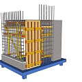 Reinforced Building Components With Steel Bars Yellow Formwork And Support Scaffolding Structure 3d model