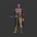 Futuristic Sci Fi Character With Metallic Armor Red Cape And Mechanical Body Structure