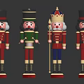 Kids Four Colorful Nutcracker Dolls Standing With Festive Uniforms And Crowns