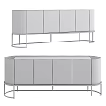 Modern Light Wood Sideboard With Sleek Metal Frame And Minimalist Design