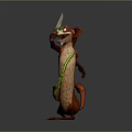 Playful Game Movie Character With Brown Fur Green Headband Holding Acorn In Dynamic Pose