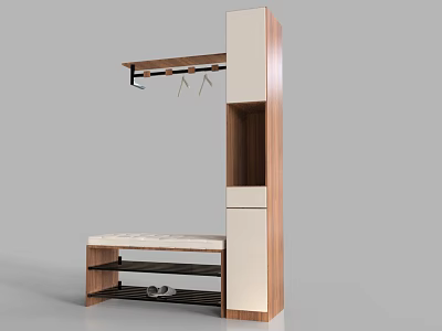 Modern Shoe Cabinet With Storage Bench Hanging Rod Drawers And Shoe Shelf 3d model