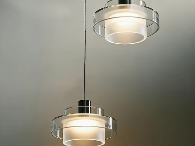 Modern Pendant Lights With Transparent Circular Design And Illuminated Shade 3d model