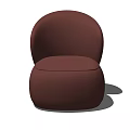 Maroon Single Sofa With Modern Rounded Design And Plush Soft Fabric 3d model