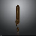 Ornate Golden Door Handle With Carved Decorative Design And Metal Structure