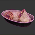 Delicious Cut Burrito With Meat Vegetables And Fries In Paper Bowl