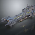 Sci-Fi Spaceship 3D Model With Intricate Metal Structure And Illuminated Details 3d model
