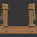 Rustic Wooden Footbridge Structure With Planks Rope Railings And Posts