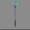 Outdoor Column Light With Blue Vertical Strips And Metallic Structure 3d model