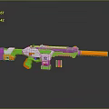 Colorful Plastic Toy Gun With Green Pink Orange White Design And Long Barrel
