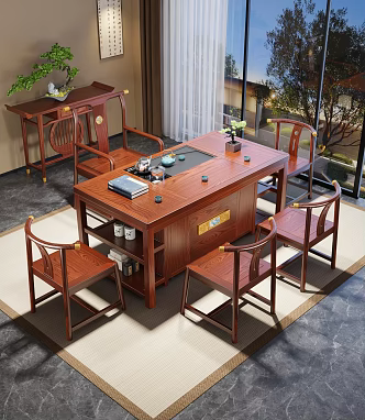 New Chinese Tea Room Tea Table and Chair Combination 3d model