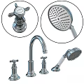 Modern Chrome Tall Spout Bathroom Faucet With Shower Head And Handle Design