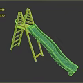 Outdoor Plastic Children's Play Slide With Yellow Ladder And Green Slide
