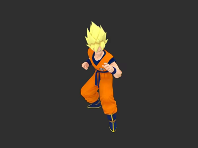Game and Movie Character With Blonde Spiky Hair Orange Outfit Blue Shoes Fighting Stance 3d model