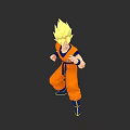 Game and Movie Character With Blonde Spiky Hair Orange Outfit Blue Shoes Fighting Stance