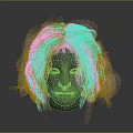 Black Mannequin Head With Human Face Features And Fluffy Pink Hair