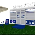 Cozy Mall Beverage Kiosk With Outdoor Seating Umbrella Tables And Chairs