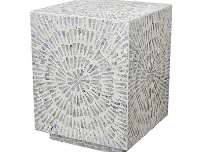 Decorative Mosaic Desk With Sunburst Pattern In White And Light Gray 3d model