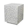 Decorative Mosaic Desk With Sunburst Pattern In White And Light Gray 3d model