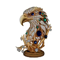 Handcrafted Gold Silver Eagle Head Sculpture With Precious Gemstones And Exquisite Base Design