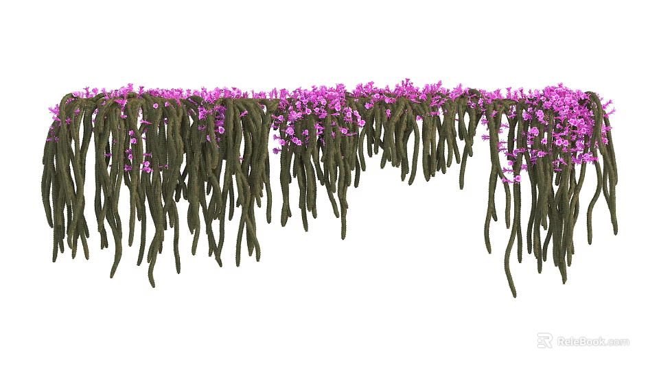 Hanging Green Vines With Purple Flowers For Decorative Garden Design 3d model 
