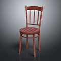 Wooden Leisure Chair with Vertical Slats Backrest and Round Striped Seat Simple Design