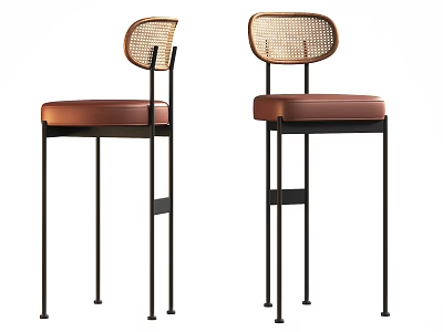 Modern Bar Chair Leather High Chair Leather Casual Bar Chair Dining Chair 3d model