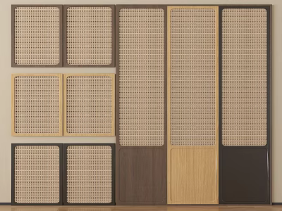 Stylish Wardrobe Doors With Rattan Grid Design Various Colors And Sizes 3d model