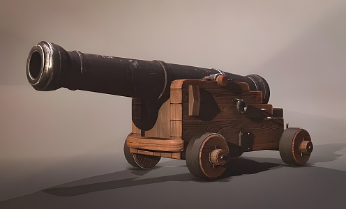 Realistic Cannon Modern Realistic Antique Weapon Gun Barrel Cannon Equipment Medieval 3d model