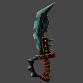 Mythical Ice Dagger with Blue Frost Blade Brown Leather Handle and Golden Accents