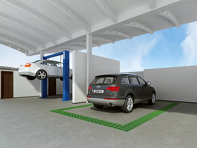 Modern Car Wash Gas Station Car Wash 3d model