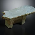 Ancient Stone Pillow Artifact With Grayish Green Surface And Two Supporting Legs 3d model