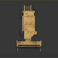 Yellow Combine Harvester With Driver Cabin Front Cutting Mechanism And Green Logo