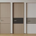 Modern Interior Swing Doors With Different Panel Colors And Handle Designs 3d model