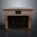 Traditional Carved Marble Fireplace With Mantel Metal Panel And Knobs