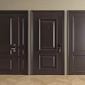 Dark Brown Security Doors With Modern Panel Design And Secure Lock Systems 3d model