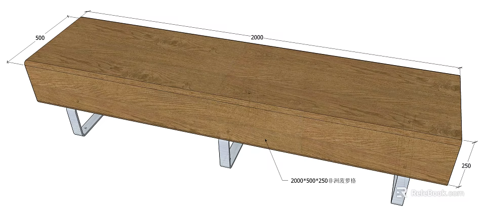 Wooden Garden Decorative Piece With 2000x50x50 Dimensions For Outdoor Use 3d model 
