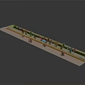Long Symmetrical Walkway Scene Structure With Green Plants Railings And Paving Tiles