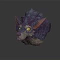 Mythical Fantasy Creature Wolf Head With Spiked Blue Purple Fur And Glowing Yellow Eyes