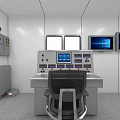 Modern Control Room Interior Featuring Control Panel Multiple Monitors Chair And Gauges 3d model