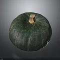 Green Pumpkin with Textured Surface and Brown Stem Fresh Organic Healthy Food