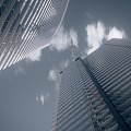 The plane flew over the building building commercial office building 3d model