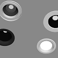 Modern Recessed Spotlights With White And Black Frames Illuminated On Ceiling 3d model