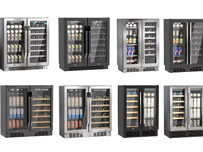 Various Styles Wine Coolers With Glass Doors Stainless Steel Black Finish For Wine Bottle Storage 3d model