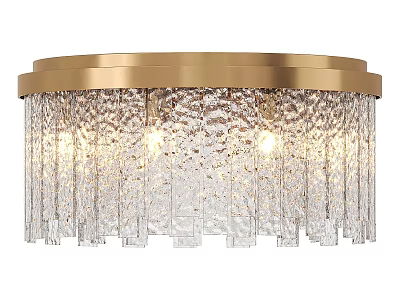 Elegant Modern Wall Light With Golden Top And Transparent Glass Pendants 3d model