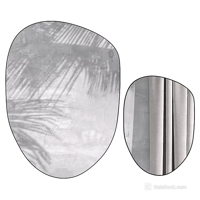 Irregular Decorative Mirrors With Leaf Shadow And Striped Design For Wall Decor 3d model