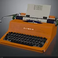 Orange Olympia Typewriter With Paper Sheet Black Keyboard And Classic Design